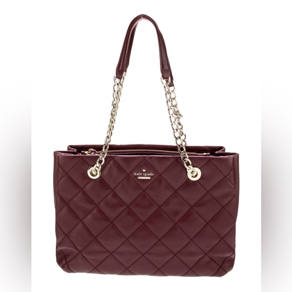 kate spade Quilted Leather Tote in Burgundy